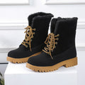Women's Winter Ankle Boots - Round Toe Lace-Up Design